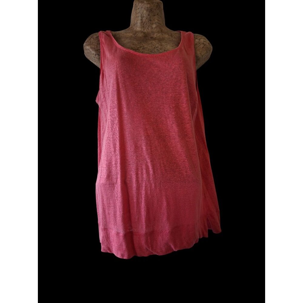 J. Jill Womens Sleeveless Lightweight Red Linen Tank Top Size M